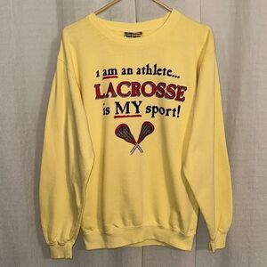 Tribe S Banana Pastel Yellow Crewneck Lacrosse Sweatshirt Custom Ironed On Logo